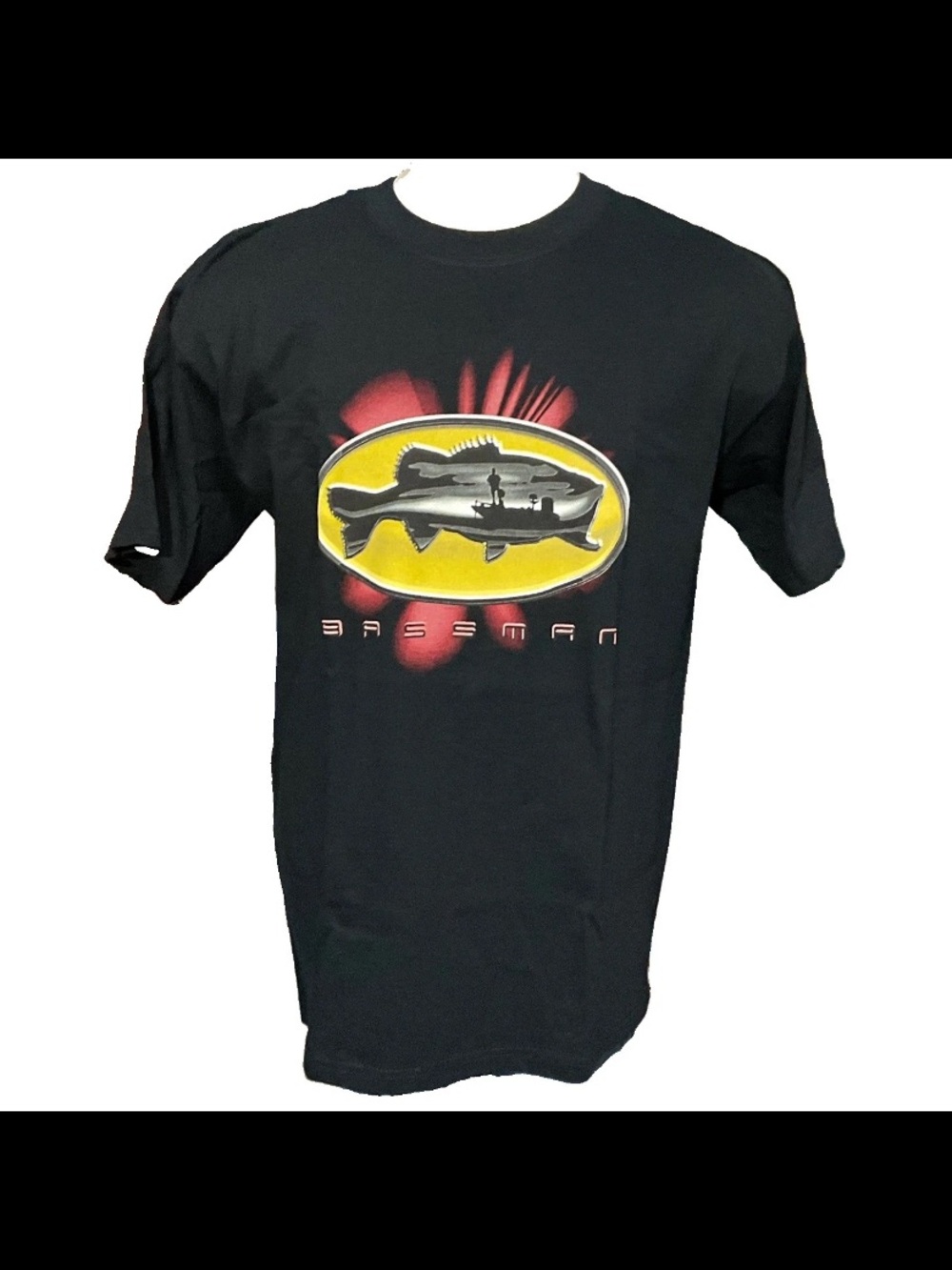Anvil Black Bassman Fishing Graphic Short-Sleeve T-Shirt Large